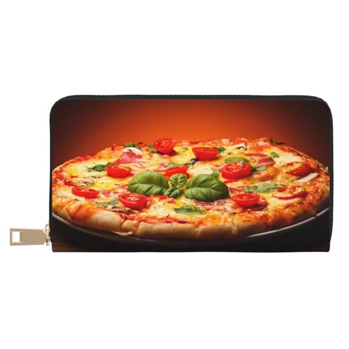 KLMELLMDE Herren Damen Große Pizza Geldbörse Bedrucktes Kartenetui Multi-Fach (mit Münzfach, Kreditkartenfächern, Geldscheinfach, weiß, Einheitsgröße, Modern von KLMELLMDE