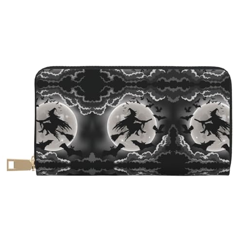 KLMELLMDE Herren Damen Halloween Hexe Geldbörse Bedrucktes Kartenetui Multi-Fach (mit Münzfach, Kreditkartenfächern, Geldscheinfach, weiß, Einheitsgröße, Modern von KLMELLMDE