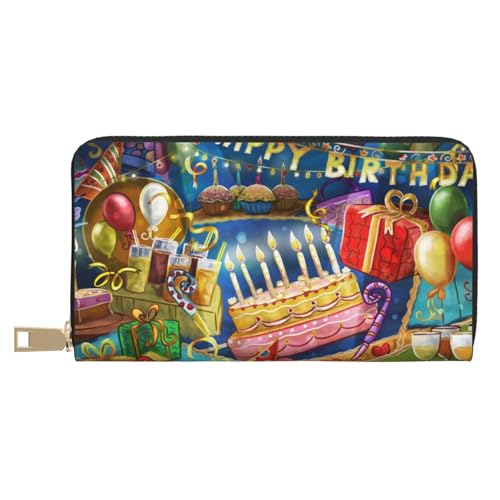 KLMELLMDE Herren Damen Happy Birthday Geldbörse Bedrucktes Kartenetui Multi-Fach (mit Münzfach, Kreditkartenfächern, Geldscheinfach, weiß, Einheitsgröße, Modern von KLMELLMDE