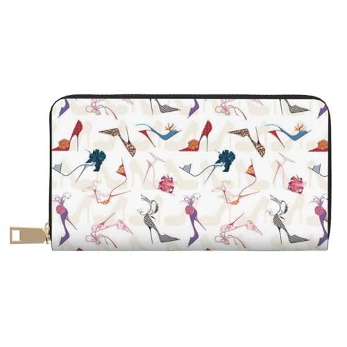 KLMELLMDE Herren Damen High Heel Schuhe Geldbörse Bedrucktes Kartenetui Multi-Fach (mit Münzfach, Kreditkartenfächern, Geldscheinfach, weiß, Einheitsgröße, Modern von KLMELLMDE