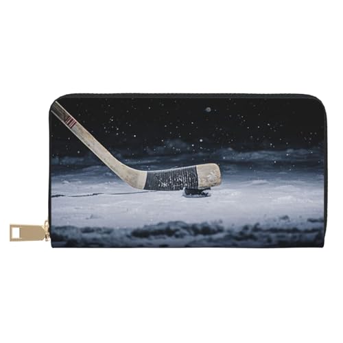 KLMELLMDE Herren Damen Hockeyschläger Geldbörse Bedrucktes Kartenetui Multi-Fach (mit Münzfach, Kreditkartenfächern, Geldscheinfach, weiß, Einheitsgröße, Modern von KLMELLMDE