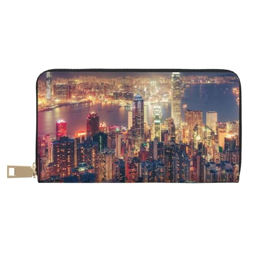 KLMELLMDE Herren Damen Hong Kong Geldbörse Bedrucktes Kartenetui Multi-Fach (mit Münzfach, Kreditkartenfächern, Geldscheinfach, weiß, Einheitsgröße, Modern von KLMELLMDE