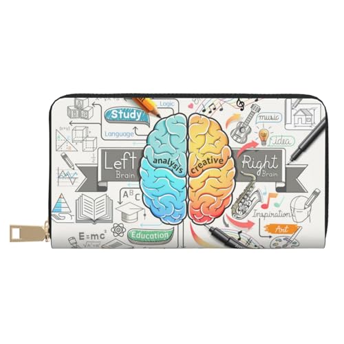 KLMELLMDE Herren Damen Human Brain Wallet Bedrucktes Kartenetui Multi-Fach (mit Münzfach, Kreditkartenfächern, Geldscheinfach, weiß, Einheitsgröße, Modern von KLMELLMDE