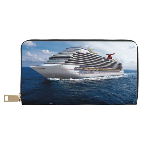 KLMELLMDE Herren Damen Kreuzfahrtschiff Geldbörse Bedrucktes Kartenetui Multi-Fach (mit Münzfach, Kreditkartenfächern, Geldscheinfach, weiß, Einheitsgröße, Modern von KLMELLMDE