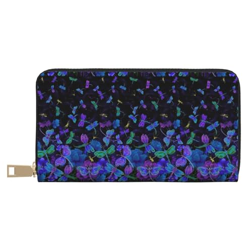 KLMELLMDE Herren Damen Libelle Geldbörse Bedrucktes Kartenetui Multi-Fach (mit Münzfach, Kreditkartenfächern, Geldscheinfach, weiß, Einheitsgröße, Modern von KLMELLMDE