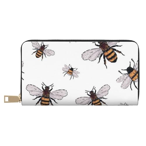 KLMELLMDE Herren Damen Lustige Bienen Geldbörse Bedrucktes Kartenetui Multi-Fach (mit Münzfach, Kreditkartenfächern, Geldscheinfach, weiß, Einheitsgröße, Modern von KLMELLMDE