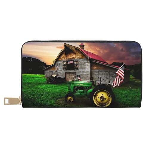 KLMELLMDE Herren Damen Old Traktor Foto Bauernhof Geldbörse Bedrucktes Kartenetui Multi-Fach (mit Münzfach, Kreditkartenfächern, Geldscheinfach, weiß, Einheitsgröße, Modern von KLMELLMDE
