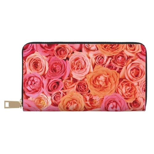 KLMELLMDE Herren Damen Orange Rose Geldbörse Bedrucktes Kartenetui Multi-Fach (mit Münzfach, Kreditkartenfächern, Geldscheinfach, weiß, Einheitsgröße, Modern von KLMELLMDE