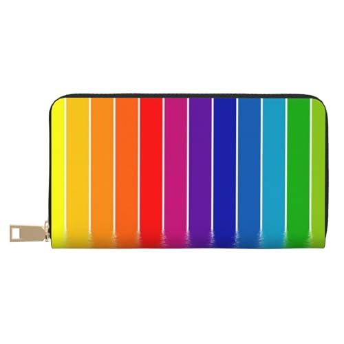 KLMELLMDE Herren Damen Regenbogen Gestreift Geldbörse Bedrucktes Kartenetui Multi-Fach (mit Münzfach, Kreditkartenfächern, Geldscheinfach, weiß, Einheitsgröße, Modern von KLMELLMDE