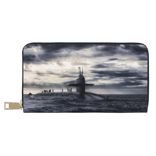 KLMELLMDE Herren Damen Riesiges Atomschiff Geldbörse Bedrucktes Kartenetui Multi-Fach (mit Münzfach, Kreditkartenfächern, Geldscheinfach, weiß, Einheitsgröße, Modern von KLMELLMDE