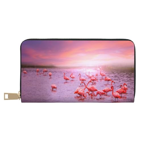 KLMELLMDE Herren Damen Rosa Flamingos Geldbörse Bedrucktes Kartenetui Multi-Fach (mit Münzfach, Kreditkartenfächern, Geldscheinfach, weiß, Einheitsgröße, Modern von KLMELLMDE