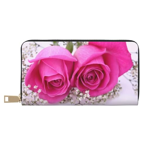 KLMELLMDE Herren Damen Rosa Rose Geldbörse Bedrucktes Kartenetui Multi-Fach (mit Münzfach, Kreditkartenfächern, Geldscheinfach, weiß, Einheitsgröße, Modern von KLMELLMDE