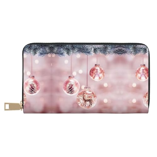 KLMELLMDE Herren Damen Rosa Weihnachten Ball Geldbörse Bedrucktes Kartenetui Multi-Fach (mit Münzfach, Kreditkartenfächern, Geldscheinfach, weiß, Einheitsgröße, Modern von KLMELLMDE