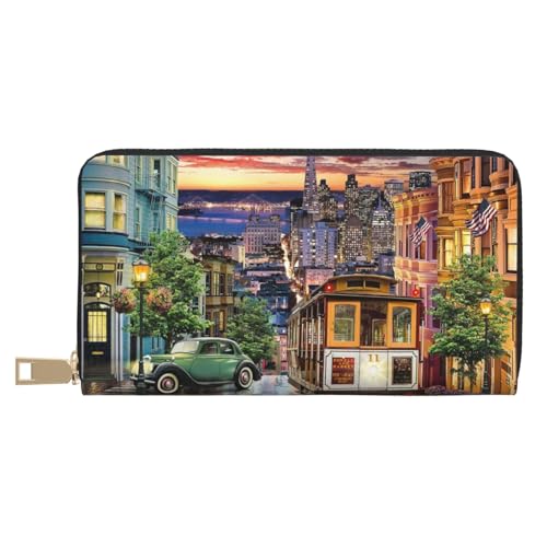 KLMELLMDE Herren Damen San Francisco Geldbörse Bedrucktes Kartenetui Multi-Fach (mit Münzfach, Kreditkartenfächern, Geldscheinfach, weiß, Einheitsgröße, Modern von KLMELLMDE