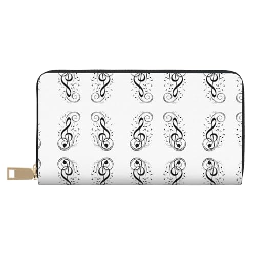 KLMELLMDE Herren Damen Schwarz Musiknoten Geldbörse Bedrucktes Kartenetui Multi-Fach (mit Münzfach, Kreditkartenfächern, Geldscheinfach, weiß, Einheitsgröße, Modern von KLMELLMDE