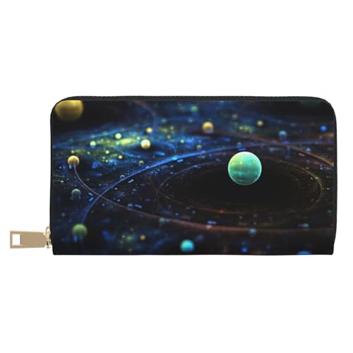 KLMELLMDE Herren Damen Space Planeten Geldbörse Bedrucktes Kartenetui Multi-Fach (mit Münzfach, Kreditkartenfächern, Geldscheinfach, weiß, Einheitsgröße, Modern von KLMELLMDE