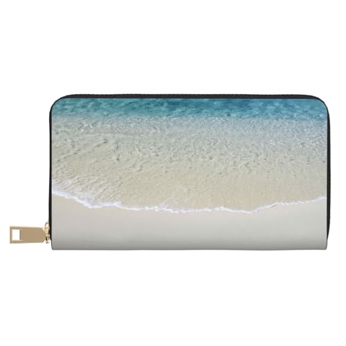 KLMELLMDE Herren Damen Strand Clear Sea Sand Geldbörse Bedrucktes Kartenetui Multi-Fach (mit Münzfach, Kreditkartenfächern, Geldscheinfach, weiß, Einheitsgröße, Modern von KLMELLMDE