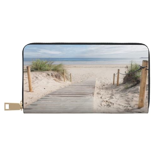 KLMELLMDE Herren Damen Strand Landschaft Geldbörse Bedrucktes Kartenetui Multi-Fach (mit Münzfach, Kreditkartenfächern, Geldscheinfach, weiß, Einheitsgröße, Modern von KLMELLMDE