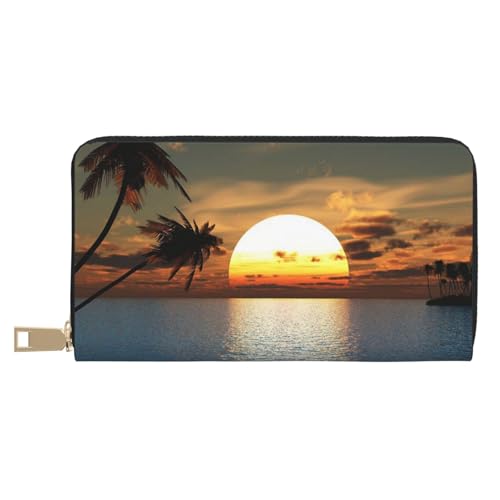 KLMELLMDE Herren Damen Strand Sonnenaufgang Geldbörse Bedrucktes Kartenetui Multi-Fach (mit Münzfach, Kreditkartenfächern, Geldscheinfach, weiß, Einheitsgröße, Modern von KLMELLMDE