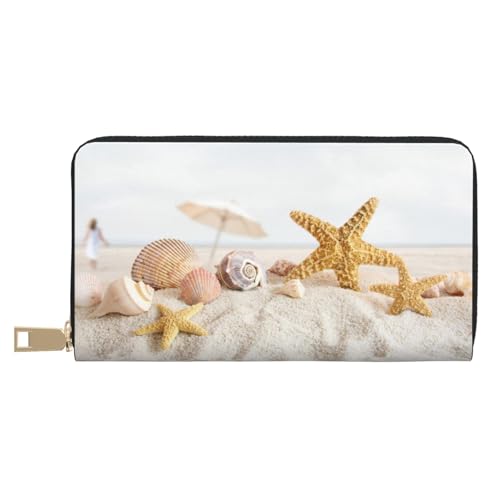 KLMELLMDE Herren Damen Strand Thema Geldbörse Bedrucktes Kartenetui Multi-Fach (mit Münzfach, Kreditkartenfächern, Geldscheinfach, weiß, Einheitsgröße, Modern von KLMELLMDE