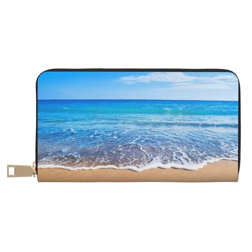 KLMELLMDE Herren Damen Strand und Meer Geldbörse Bedrucktes Kartenetui Multi-Fach (mit Münzfach, Kreditkartenfächern, Geldscheinfach, weiß, Einheitsgröße, Modern von KLMELLMDE