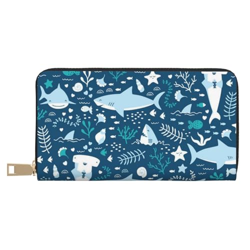 KLMELLMDE Herren Damen Süße Blau Fisch Geldbörse Bedrucktes Kartenetui Multi-Fach (mit Münzfach, Kreditkartenfächern, Geldscheinfach, weiß, Einheitsgröße, Modern von KLMELLMDE