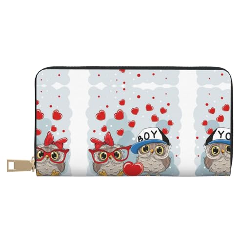 KLMELLMDE Herren Damen Süße Eule Geldbörse Bedrucktes Kartenetui Multi-Fach (mit Münzfach, Kreditkartenfächern, Geldscheinfach, weiß, Einheitsgröße, Modern von KLMELLMDE