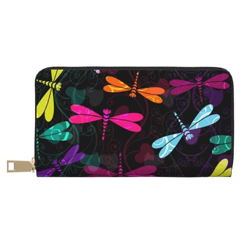 KLMELLMDE Herren Damen Süße Libelle Geldbörse Bedrucktes Kartenetui Multi-Fach (mit Münzfach, Kreditkartenfächern, Geldscheinfach, weiß, Einheitsgröße, Modern von KLMELLMDE