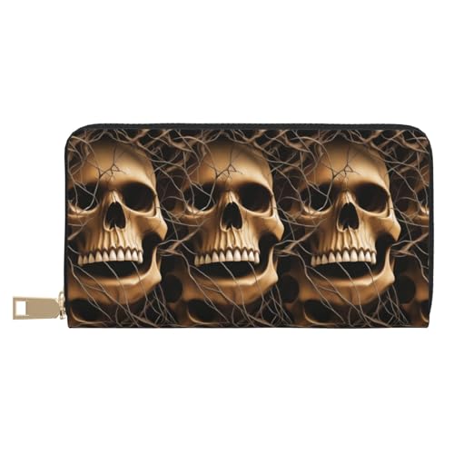 KLMELLMDE Herren Damen Totenkopf Geldbörse Bedrucktes Kartenetui Multi-Fach (mit Münzfach, Kreditkartenfächern, Geldscheinfach, weiß, Einheitsgröße, Modern von KLMELLMDE