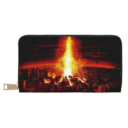 KLMELLMDE Herren Damen Volcano Geldbörse Bedrucktes Kartenetui Multi-Fach (mit Münzfach, Kreditkartenfächern, Geldscheinfach, weiß, Einheitsgröße, Modern von KLMELLMDE