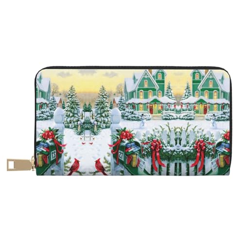 KLMELLMDE Herren Damen Weihnachten Briefkasten und Geschenke Geldbörse Bedrucktes Kartenetui Multi-Fach (mit Münzfach, Kreditkartenfächern, Geldscheinfach, weiß, Einheitsgröße, Modern von KLMELLMDE