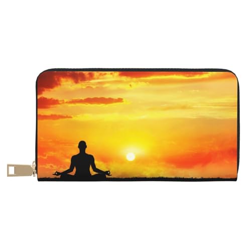 KLMELLMDE Herren Damen Yoga Meditation Geldbörse Bedrucktes Kartenetui Multi-Fach (mit Münzfach, Kreditkartenfächern, Geldscheinfach, weiß, Einheitsgröße, Modern von KLMELLMDE