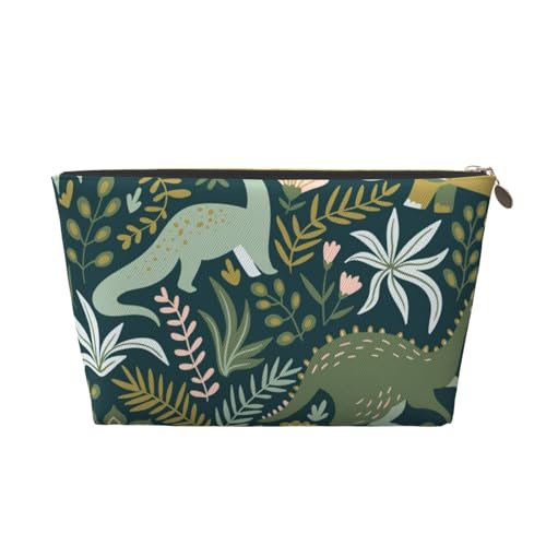 Kosmetiktasche aus Kunstleder, niedlicher Dinosaurier, Reisetasche, Kulturbeutel, Schreibwaren-Tasche, modische Weihnachtsgeschenktasche, gold, Einheitsgröße von KLMELLMDE