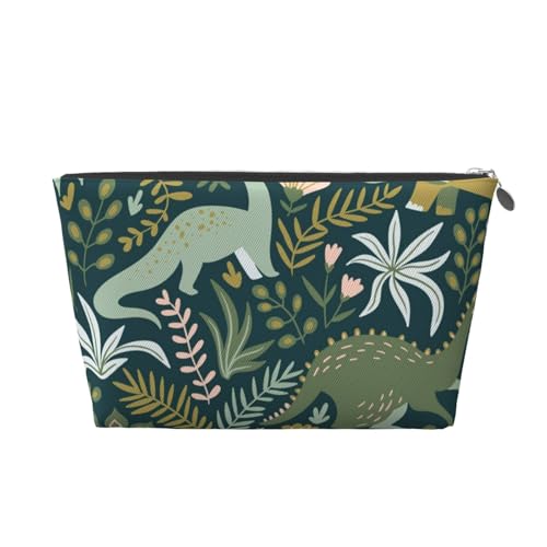 Kosmetiktasche aus Kunstleder, niedlicher Dinosaurier, Reisetasche, Kulturbeutel, Schreibwaren-Tasche, modische Weihnachtsgeschenktasche, silber, Einheitsgröße von KLMELLMDE