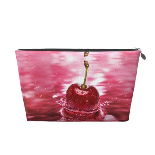 Kosmetiktasche aus Kunstleder, rote Kirschen, Reisetasche, Kulturbeutel, Schreibwaren-Tasche, modische Weihnachtsgeschenktasche, silber, Einheitsgröße Kosmetiktasche aus Kunstleder, rote Kirschen, Reisetasche, Kulturbeutel, Schreibwaren-Tasche, modische Weihnachtsgeschenktasche, silber, Einheitsgröße von KLMELLMDE