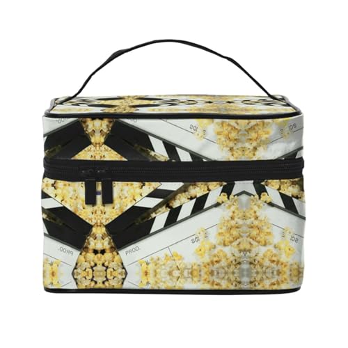 Kosmetiktasche für Reisen, Kino, Schindeln und Popcorns, Reise-Kosmetiktasche, Kosmetik-Werkzeugkasten, Kosmetik-Organizer, Schwarz , Einheitsgröße von KLMELLMDE
