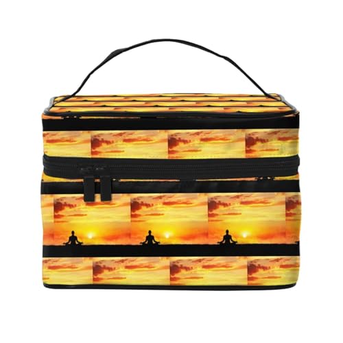 Kosmetiktasche für Reisen, Yoga, Meditation, Reise-Kosmetiktasche, Kosmetik-Werkzeugkasten, Kosmetik-Organizer, Schwarz , Einheitsgröße von KLMELLMDE