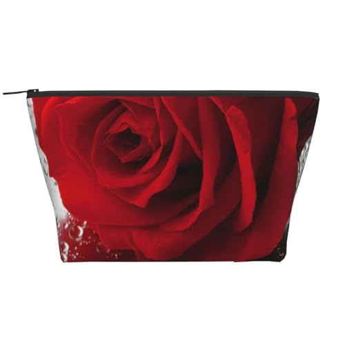 Kosmetiktasche für den täglichen Gebrauch, rote Rose, Reise-Organizer, exquisite Kulturbeutel, Leiter, tragbarer Kosmetik-Organizer, Schreibwaren-Tasche, Schwarz , Einheitsgröße von KLMELLMDE