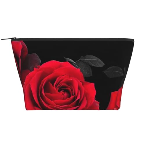 Kosmetiktasche für den täglichen Gebrauch, rote Rose, Reise-Organizer, exquisite Kulturbeutel, Leiter, tragbarer Kosmetik-Organizer, Schreibwaren-Tasche, Schwarz , Einheitsgröße von KLMELLMDE