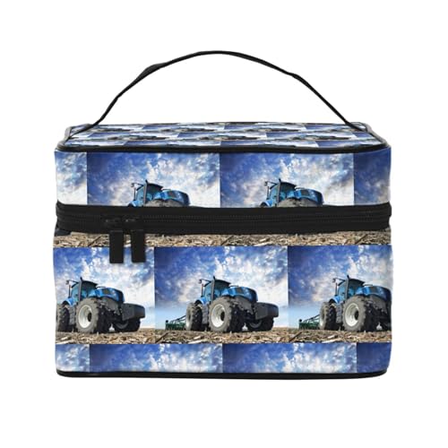 Kosmetiktasche mit Traktor für Reisen, Kosmetiktasche, Kosmetiktasche, Werkzeugkasten, Kosmetik-Organizer, Schwarz , Einheitsgröße von KLMELLMDE