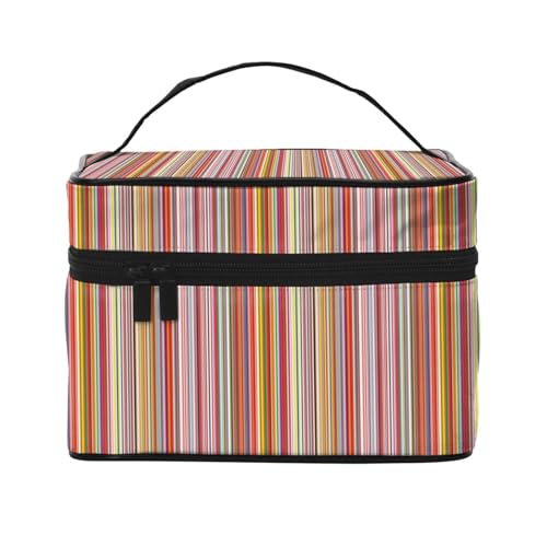 Kosmetiktasche mit bunten Streifen, Reise-Kosmetiktasche, Kosmetik-Werkzeugkasten, Kosmetik-Organizer, Schwarz , Einheitsgröße von KLMELLMDE