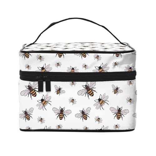 Kosmetiktasche mit lustigen Bienen, Reise-Kosmetiktasche, Kosmetik-Werkzeugkasten, Kosmetik-Organizer, Schwarz , Einheitsgröße von KLMELLMDE