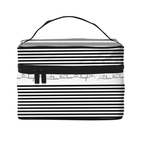 Kosmetiktasche mit niedlichem Tier, Bauernhof, für Reisen, Kosmetiktasche, Werkzeugkasten, Kosmetik-Organizer, Schwarz , Einheitsgröße von KLMELLMDE