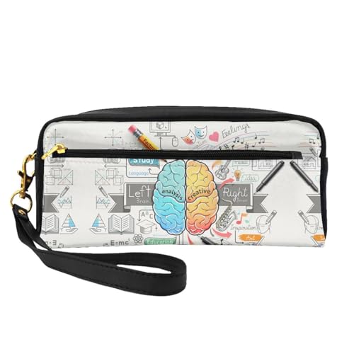 Mini-Kosmetiktasche für menschliches Gehirn, Leder, Hand-Kosmetik-Organizer, Reißverschluss, Stifteetui, Kulturbeutel, Kosmetik-Reisetasche, Schwarz , Einheitsgröße von KLMELLMDE