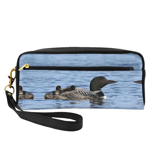 Mini Loon Birds Kosmetiktasche, Leder, Hand-Kosmetik-Organizer, Reißverschluss, Stifteetui, Kulturbeutel, Kosmetik-Reisetasche, Schwarz , Einheitsgröße von KLMELLMDE