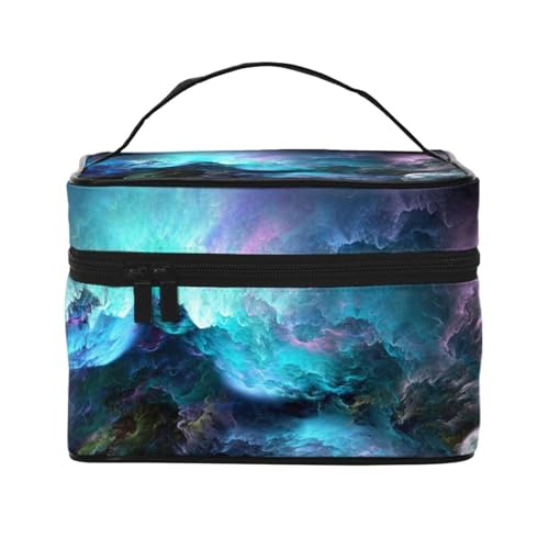 Reise-Kosmetiktasche, 3D-Grafik, Universum, Weltraum, Reise-Kosmetiktasche, Kosmetik-Werkzeugkasten, Kosmetik-Organizer, Schwarz , Einheitsgröße von KLMELLMDE