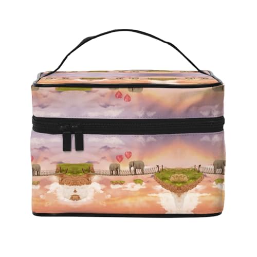 Reise-Kosmetiktasche, Elefant auf einer Brücke, Reise-Kosmetiktasche, Kosmetik-Werkzeugkasten, Kosmetik-Organizer, Schwarz , Einheitsgröße von KLMELLMDE