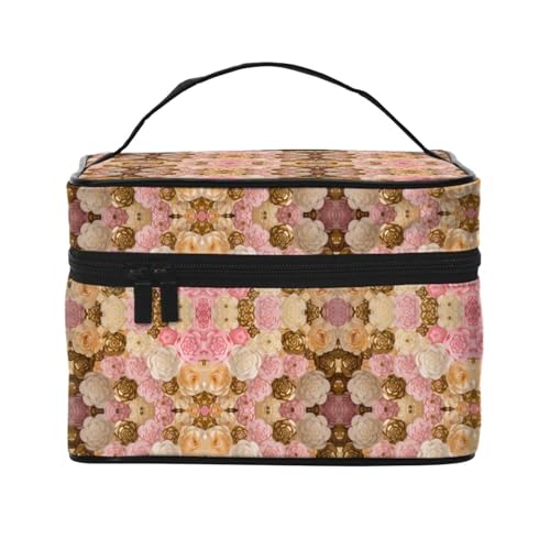 Reise-Kosmetiktasche, Kosmetiktasche, Kosmetiktasche, Kosmetiktasche, Kosmetik-Organizer, Rosa / Weiß / Gold, Schwarz , Einheitsgröße von KLMELLMDE