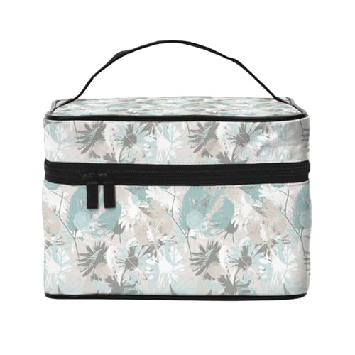 Reise-Kosmetiktasche, Minzgraue Blätter, Reise-Kosmetiktasche, Kosmetik-Werkzeugkasten, Kosmetik-Organizer, Schwarz , Einheitsgröße von KLMELLMDE