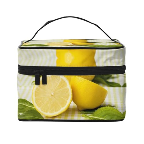 Reise-Kosmetiktasche, gelbe Zitrone, Reise-Kosmetiktasche, Kosmetik-Werkzeugkasten, Kosmetik-Organizer, Schwarz , Einheitsgröße von KLMELLMDE